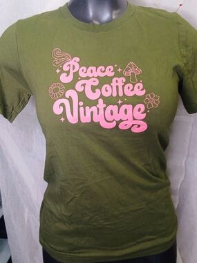 Bella Canvas Olive Green Tee with Pink Graphic
